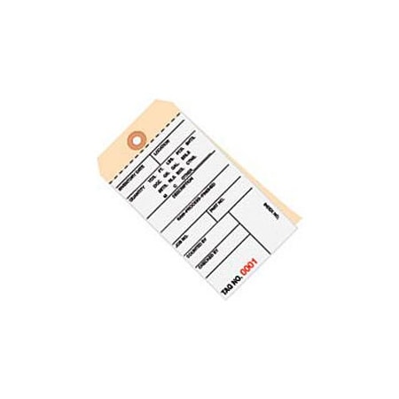 The Packaging Wholesalers 2 Part Carbonless Inventory Tags, 4500-4999, No 8, 6-1/4"L x 3-1/8"W, 500/Pack G15101